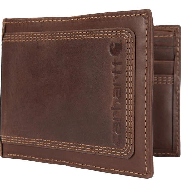 Carhartt Men's Leather Passcase Wallet, Durable Bifold Wallet - Picture 1 of 9